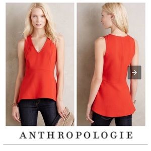 Anthropologie Red Peplum Top SIZE 8